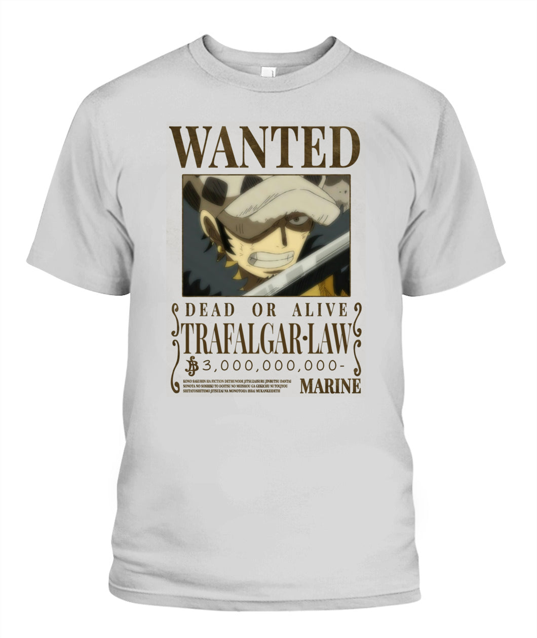 Trafalgar Law Wanted Custom Graphic Apparel - Unisex Cotton T-Shirt