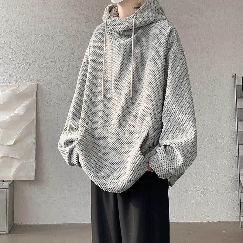 Nukty Harajuku Corduroy Hoodies Men High Quality Streetwear Loose Y2k Hip Hop Hooded Sweatshirts