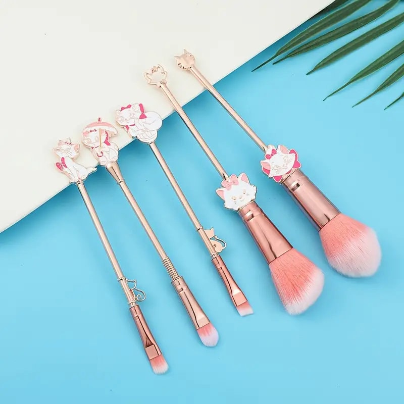 5pcs/set Cute Cat Makeup Brush Set for Eyeshadow and Loose Powder