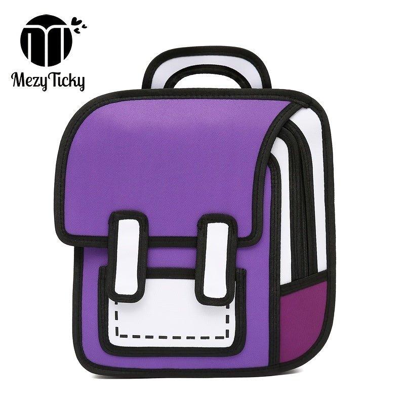 MezyTicky Student 3D Three-dimensional Backpack - Fashion Comic Book Bags for Teenagers