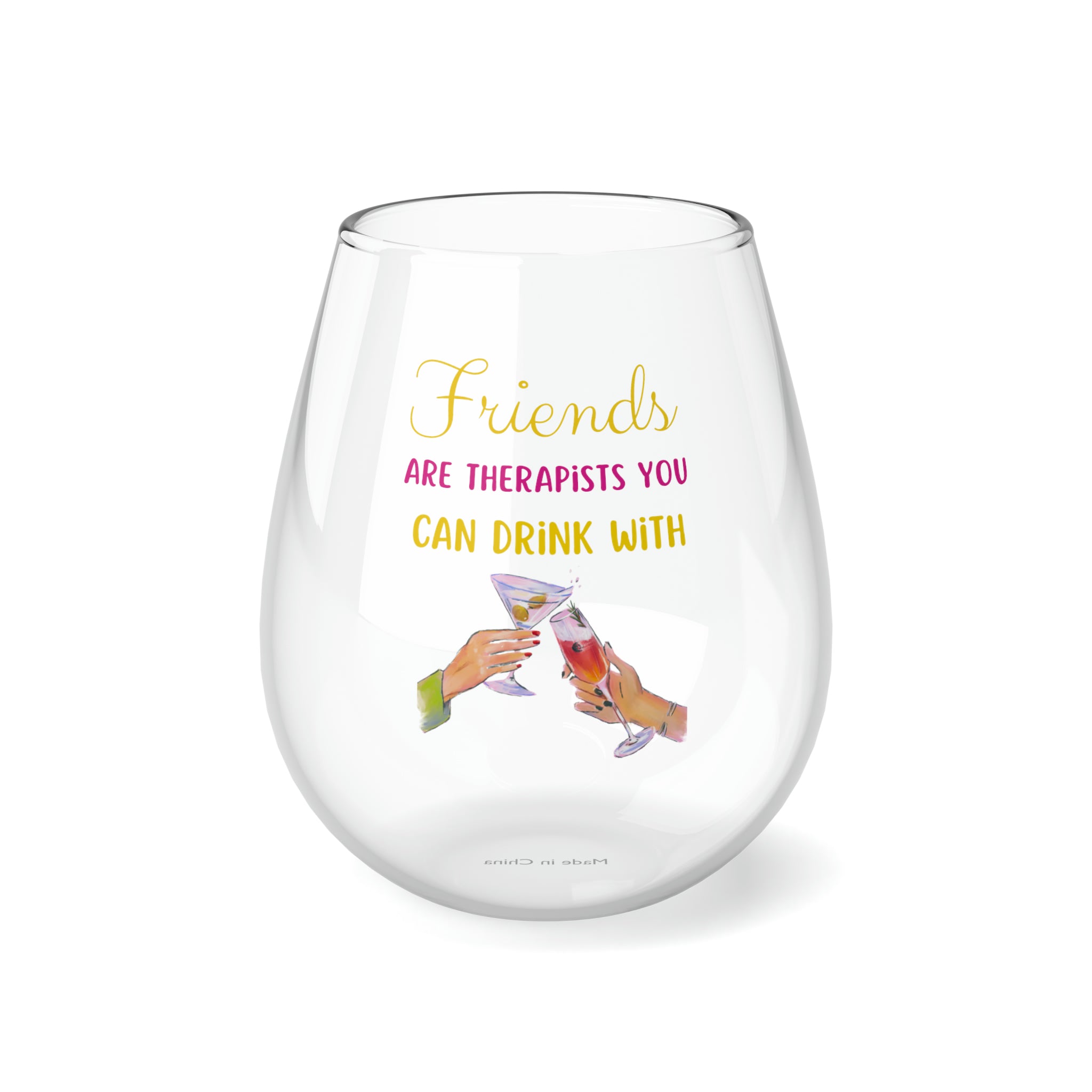 Best Friend Gift Stemless Wine Glass - BFF Birthday Present