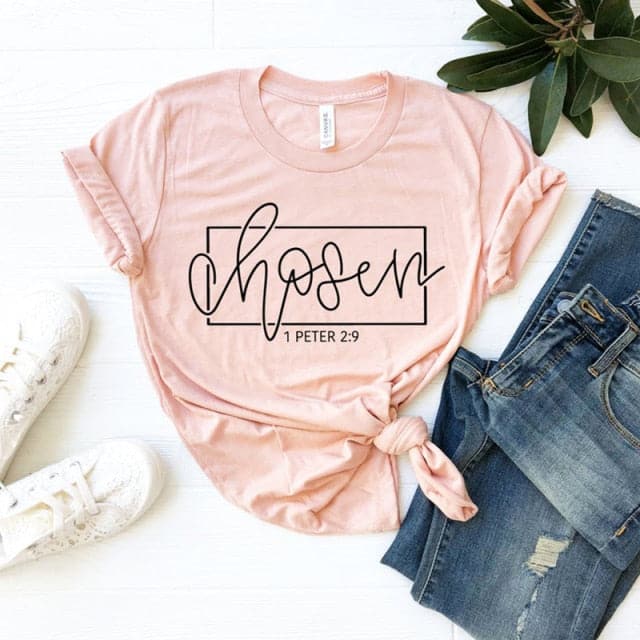 CHOSEN 1 Peter 2:9 Women's Fashion Premium Quality Christian Faith Based Burgundy Red T-Shirt
