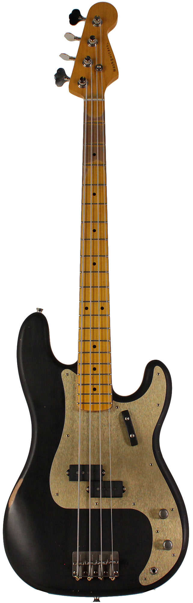 Nash PB-57 Bass Guitar - Black with Gold Anodized PG & Light Aging