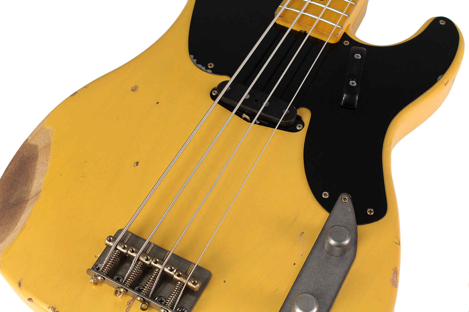 Nash PB-55 Bass Guitar, Butterscotch Blonde, Medium Aging