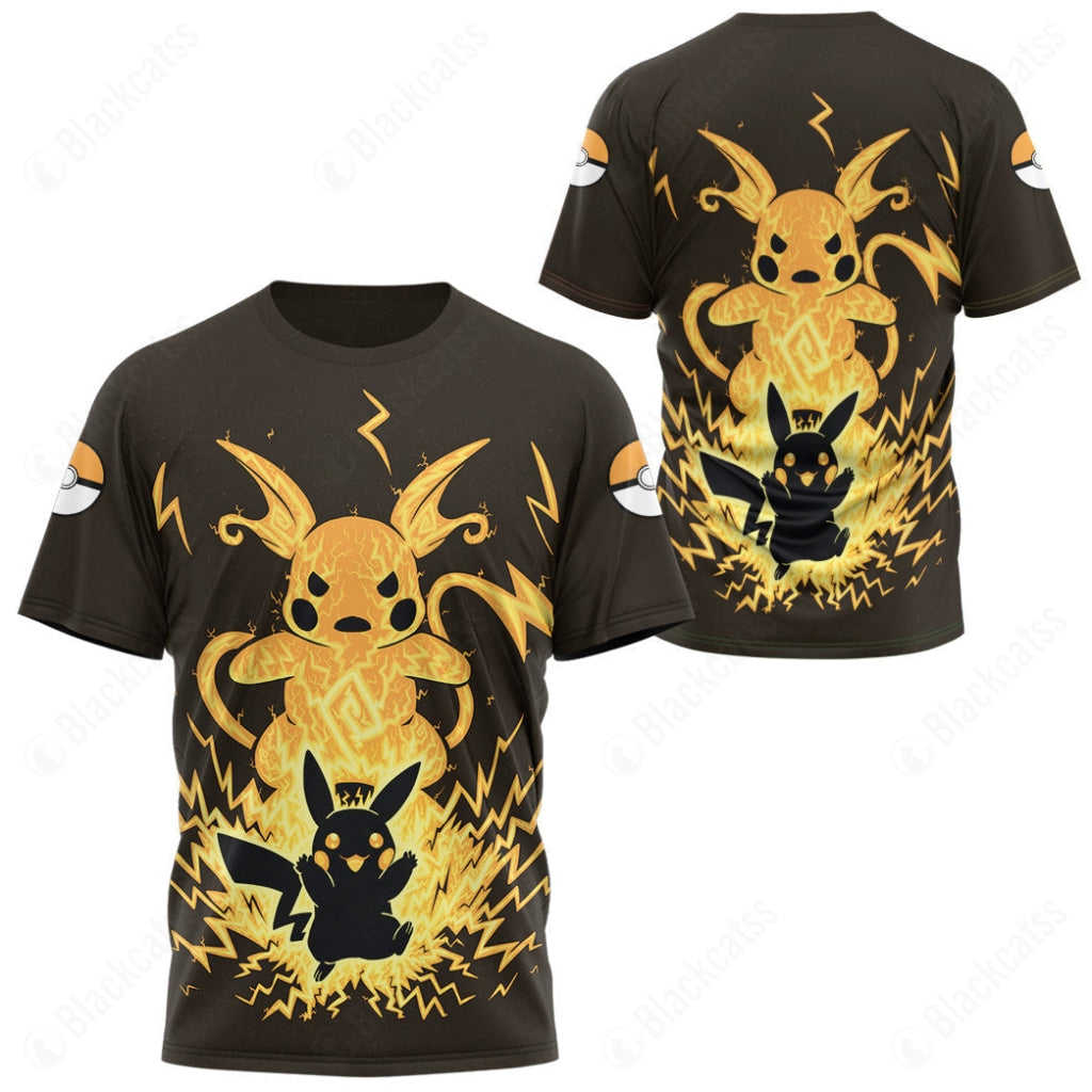 Evolve Pikachu to Raichu Custom T-Shirt - High-Quality Apparel