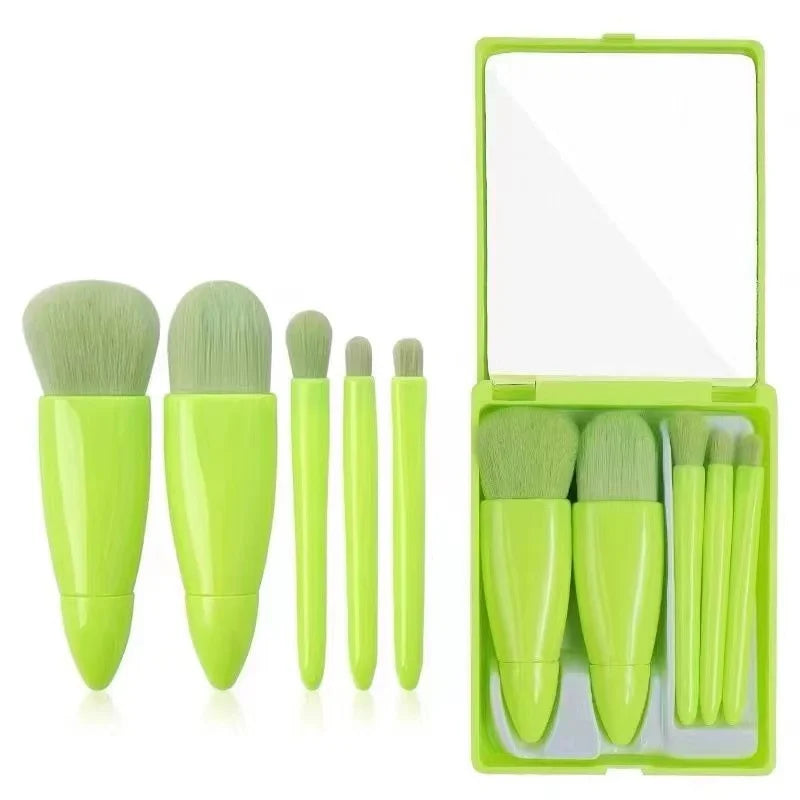 Mini Makeup Brushes Set with Mirror - Soft Fluffy Brushes for Foundation, Powder, Eyeshadow & Kabuki Blending