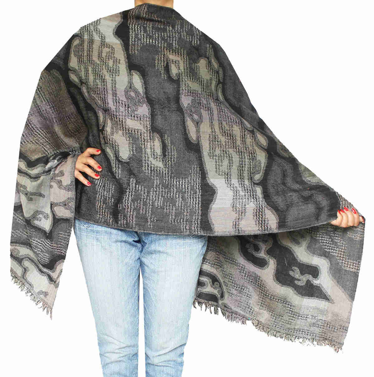 Jamawar Pure Wool Women's Scarf Shawl - Handmade in Kashmir (76 x 26 inches)