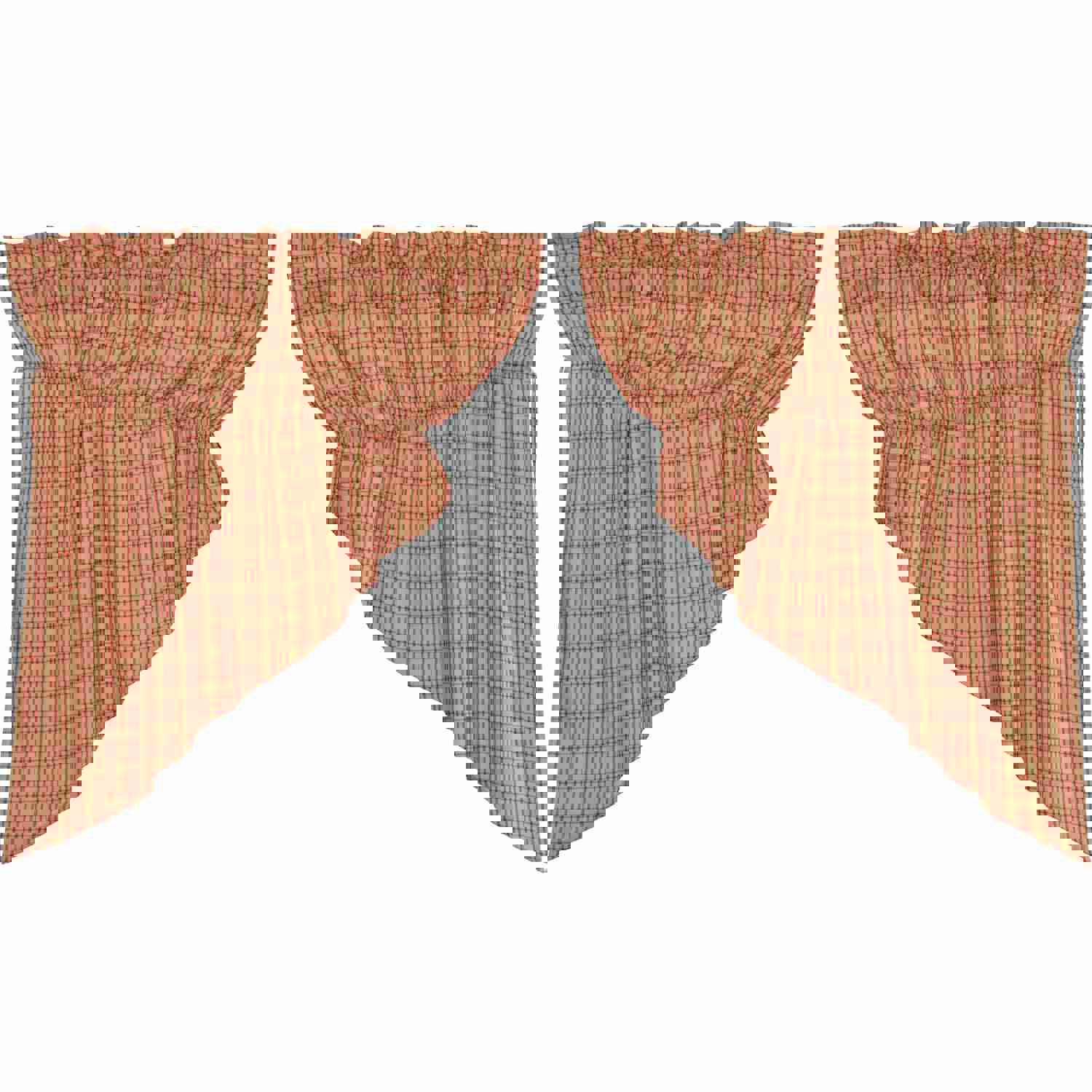 Sawyer Mill Red Plaid Prairie Swag Set of 2 36x36x18