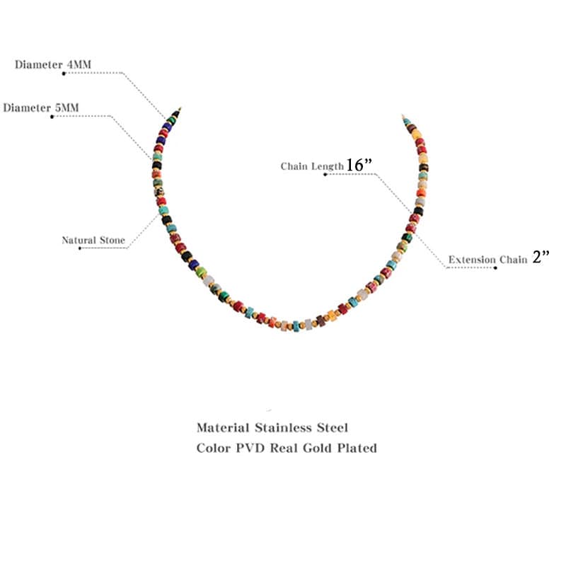 Valentina Natural Stone Necklace - Elegant Gemstone Jewelry with 18K Gold PVD