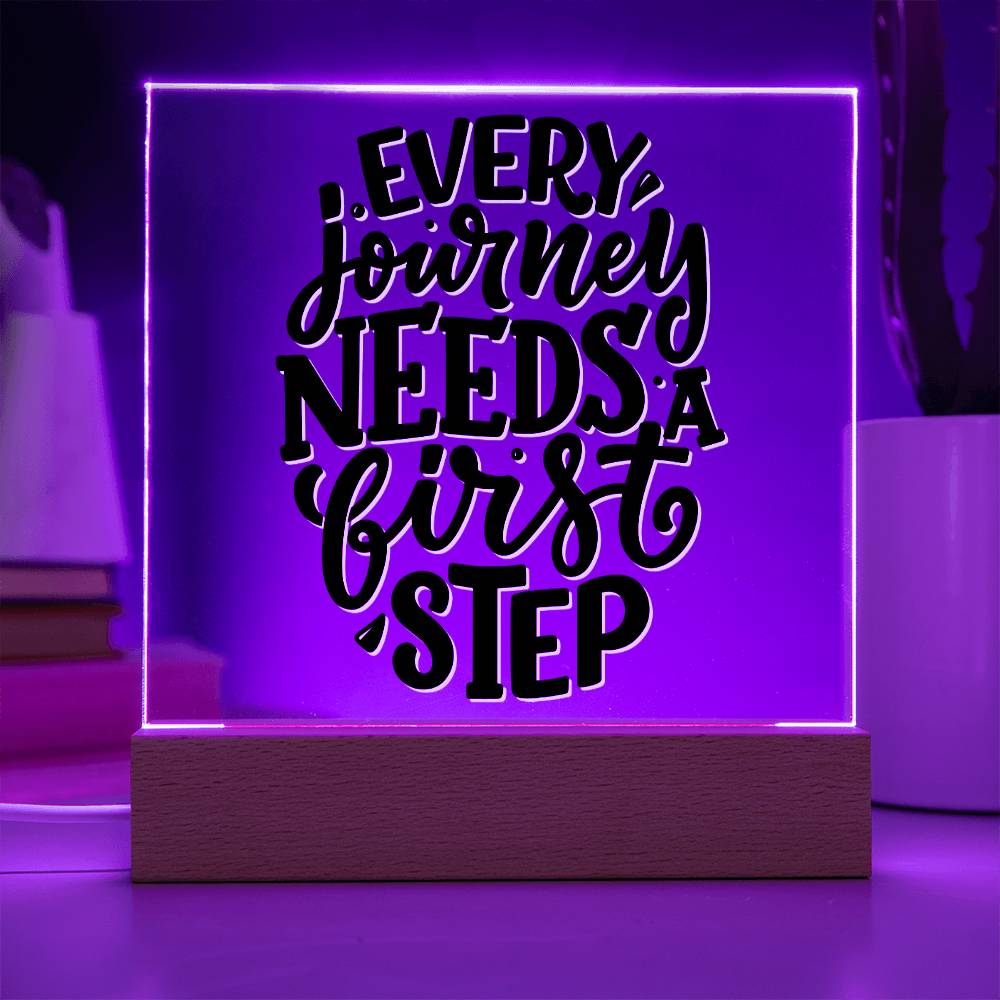 First Steps - Motivational Acrylic with LED Night Light - Inspirational Home Decor - Perfect Gift for Any Occasion