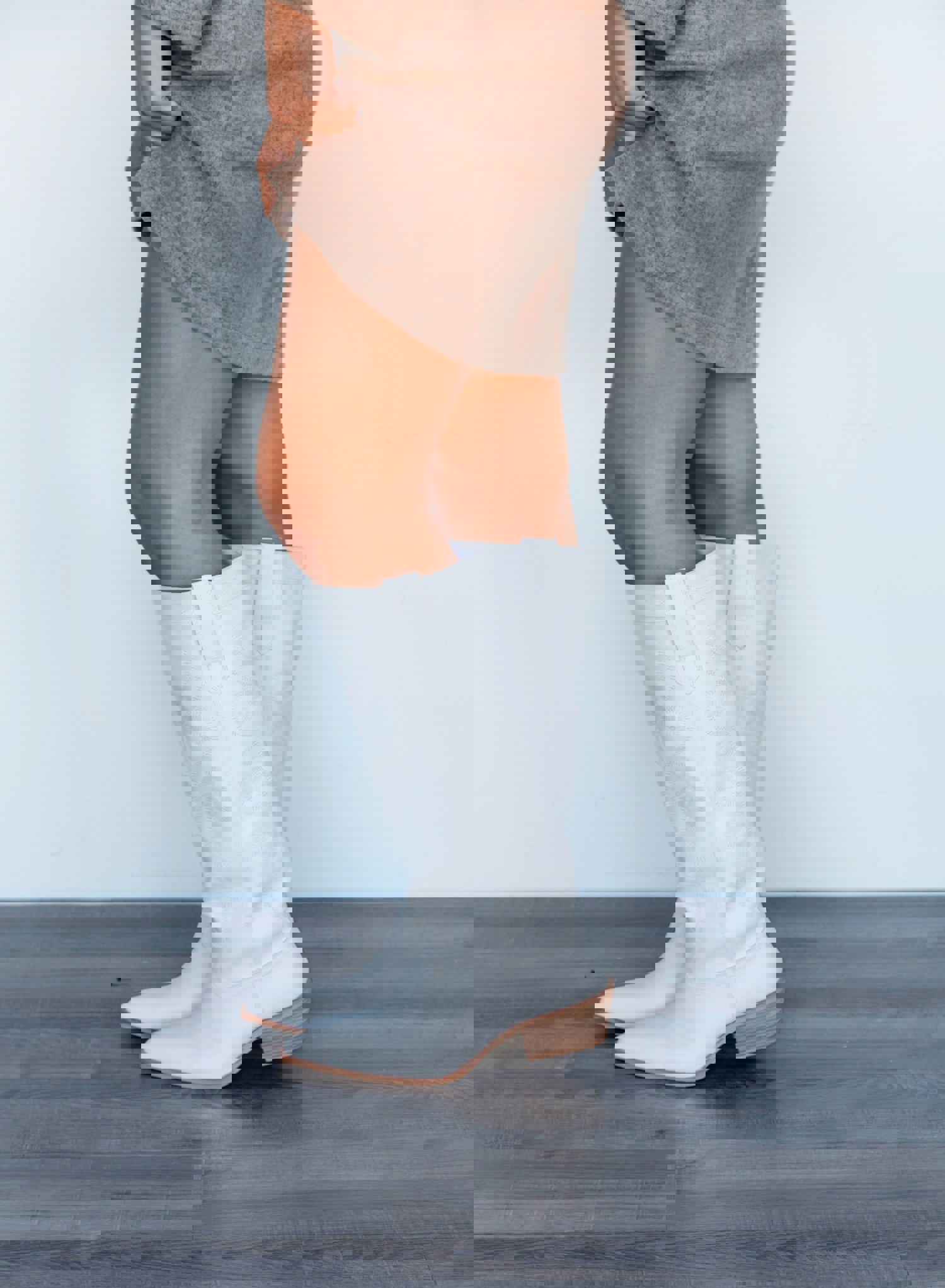 Zaire Tall Western Cowboy Boot - Available in Grey, White, and Natural