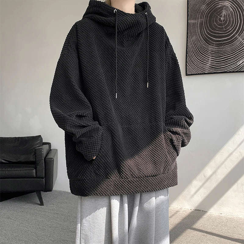 Nukty Harajuku Corduroy Hoodies Men High Quality Streetwear Loose Y2k Hip Hop Hooded Sweatshirts
