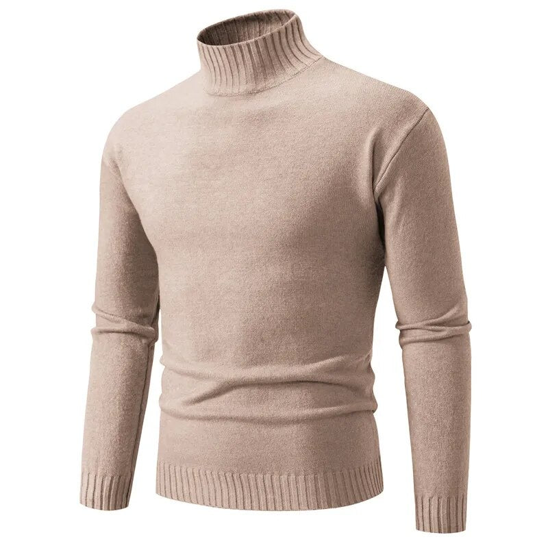 Nukty Autumn Winter Men's Mock Neck Pullover Sweater - Slim Fit Casual Knit