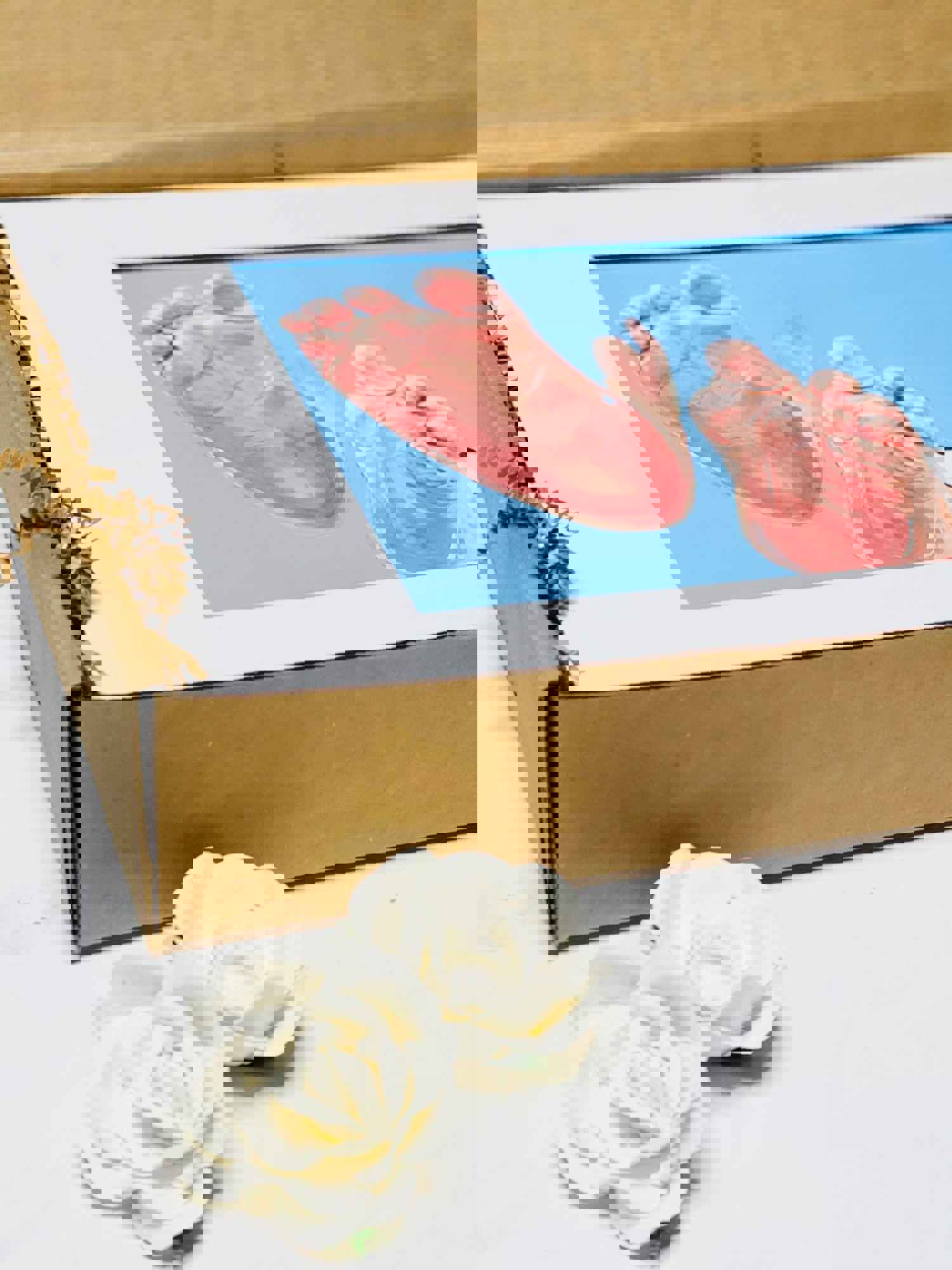 Custom Baby Gift Box with Portrait, Socks, and Toy - Perfect for Newborns, Birthdays, and Christmas