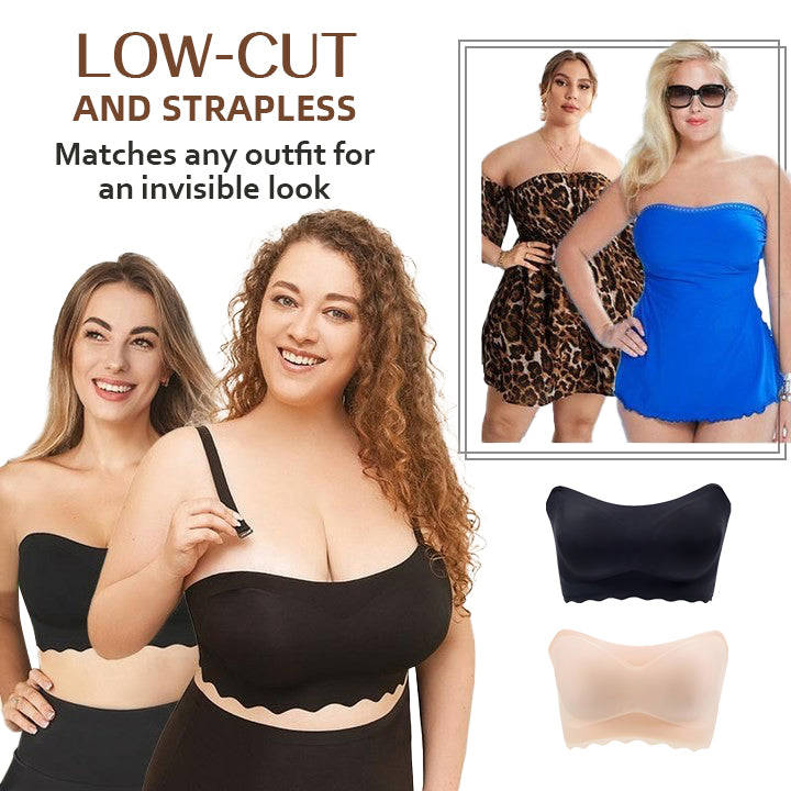 Bettybra® Women's Push Up Bandeau Bra - Convertible Strapless No Wire Lift Up Bra (BUY ONE GET ONE FREE) - BLACK+BEIGE