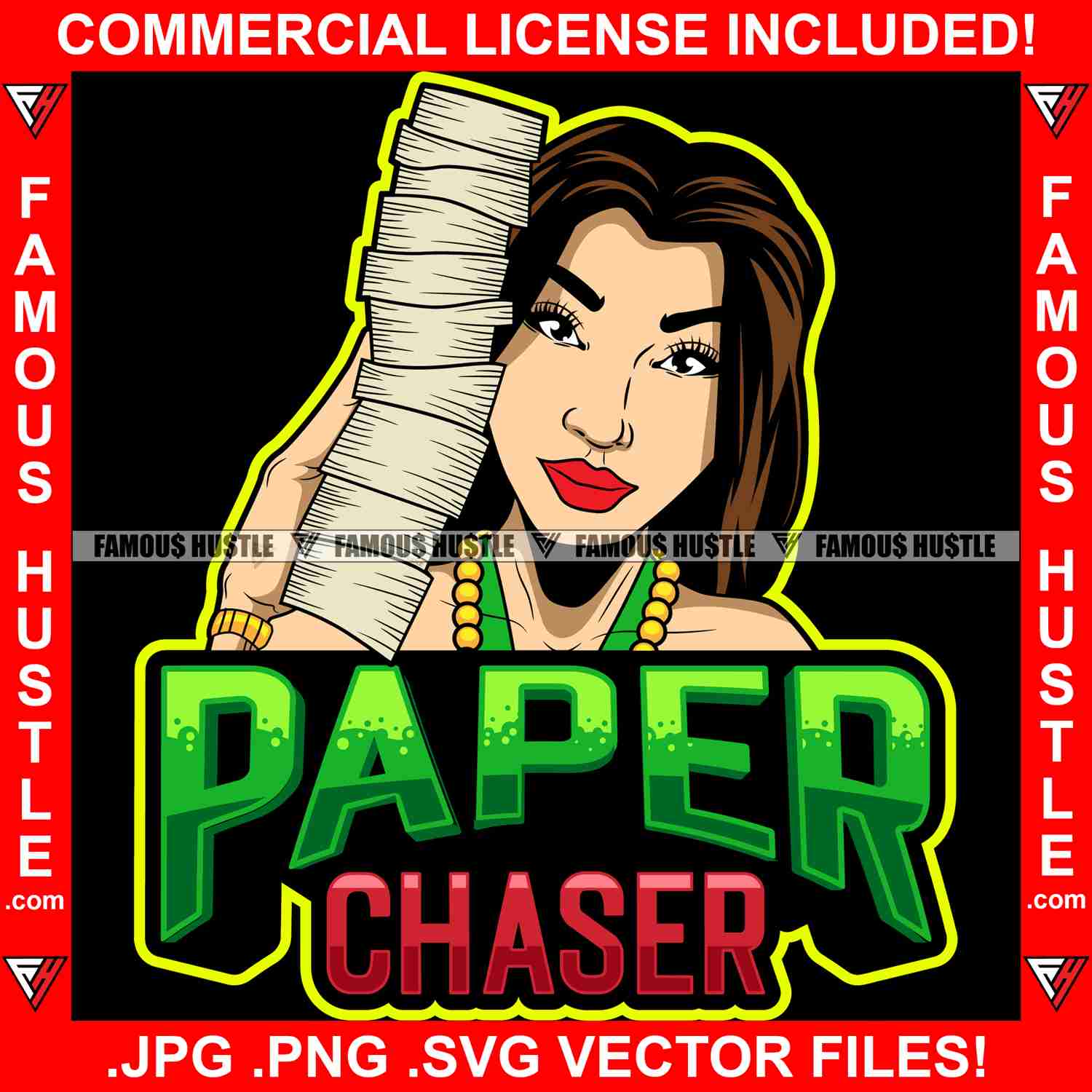 Paper Chaser White Sexy Female Lady Hip Hop Rap Rapper Graphic Design T-Shirt Print
