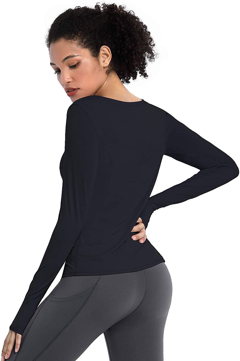 BUBBLELIME Women's Workout Tops - Soft Modal Athletic Shirts with Open Back for Yoga & Running