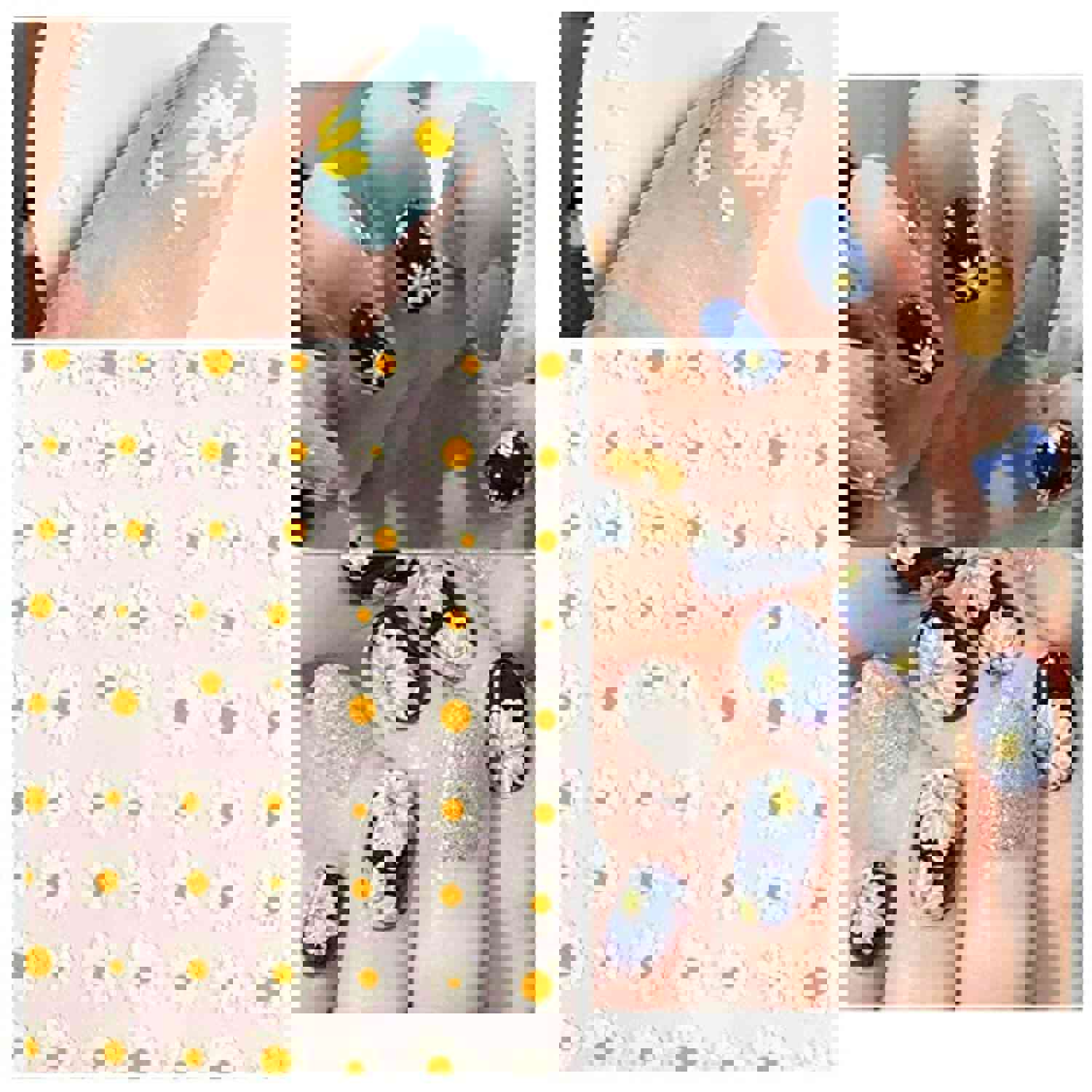 8 Sheets 3D Elegant Daisy and Sunflower Nail Stickers for DIY Manicure