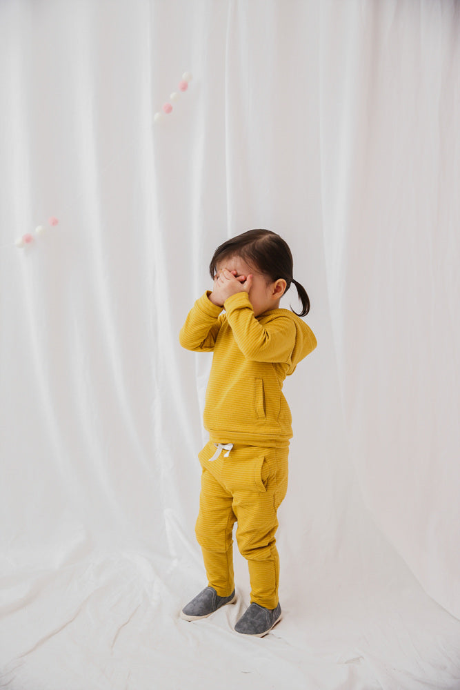 Mustard Bold Bengdi Hoodie & Pants Set for Kids
