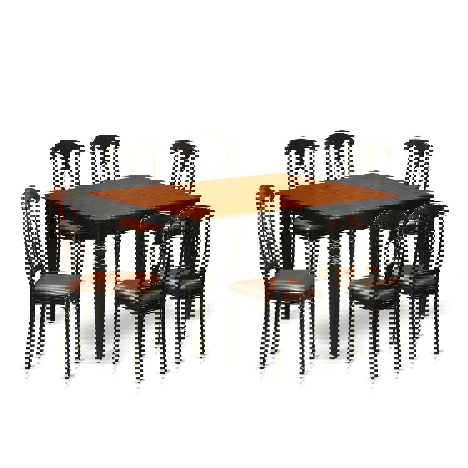 East West Furniture WEKE7-BCH-LC 7 Piece Dining Room Table Set with Butterfly Leaf and 6 Faux Leather Chairs