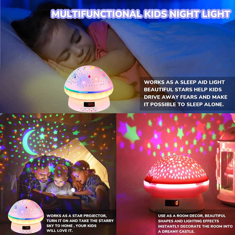 Timer Rotation Star Night Light Projector for Kids, 16 Colors, Auto Shut-off