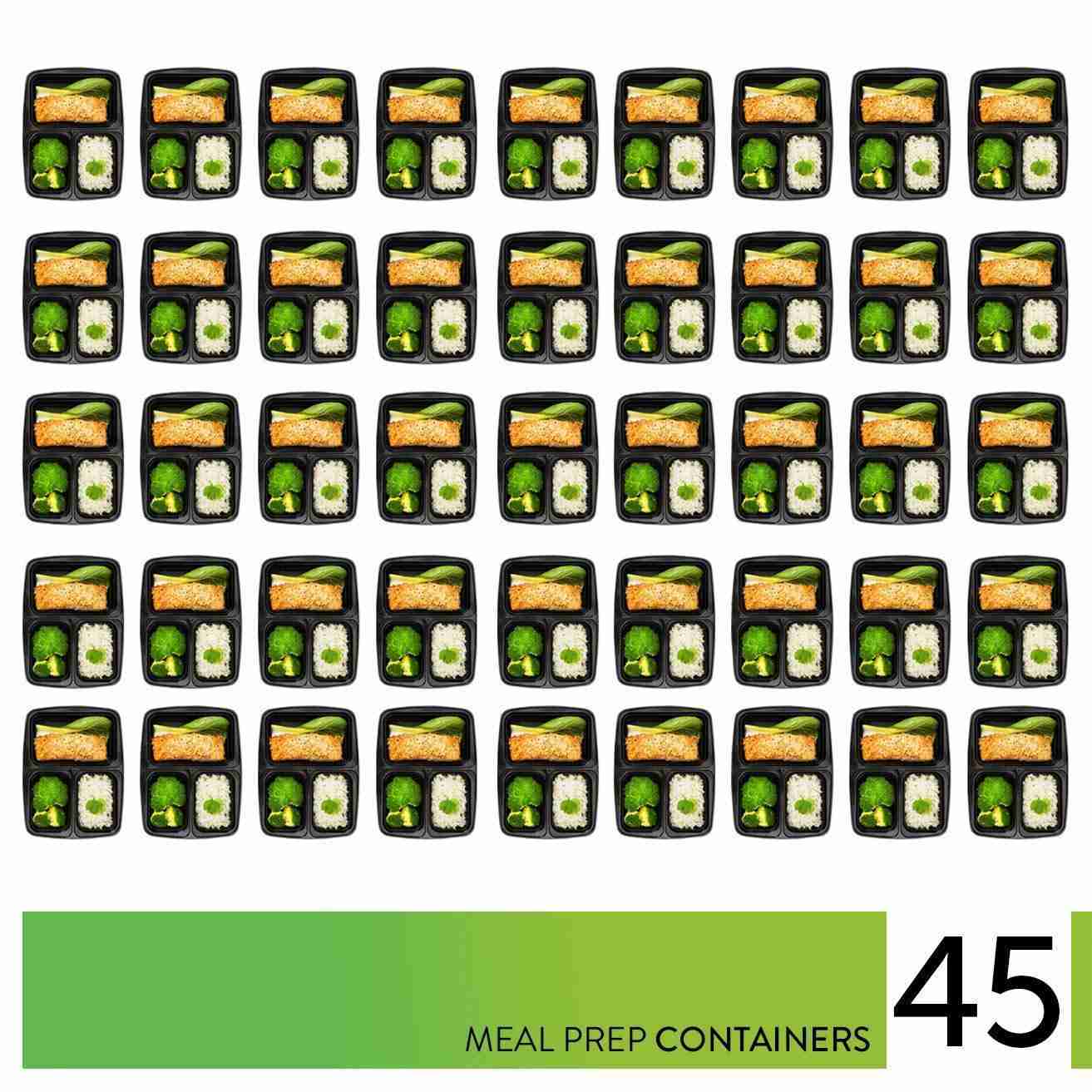 Prep Naturals Meal Prep Containers 3 Compartment [45 Pack] - BPA-Free Food Storage Containers with Lids