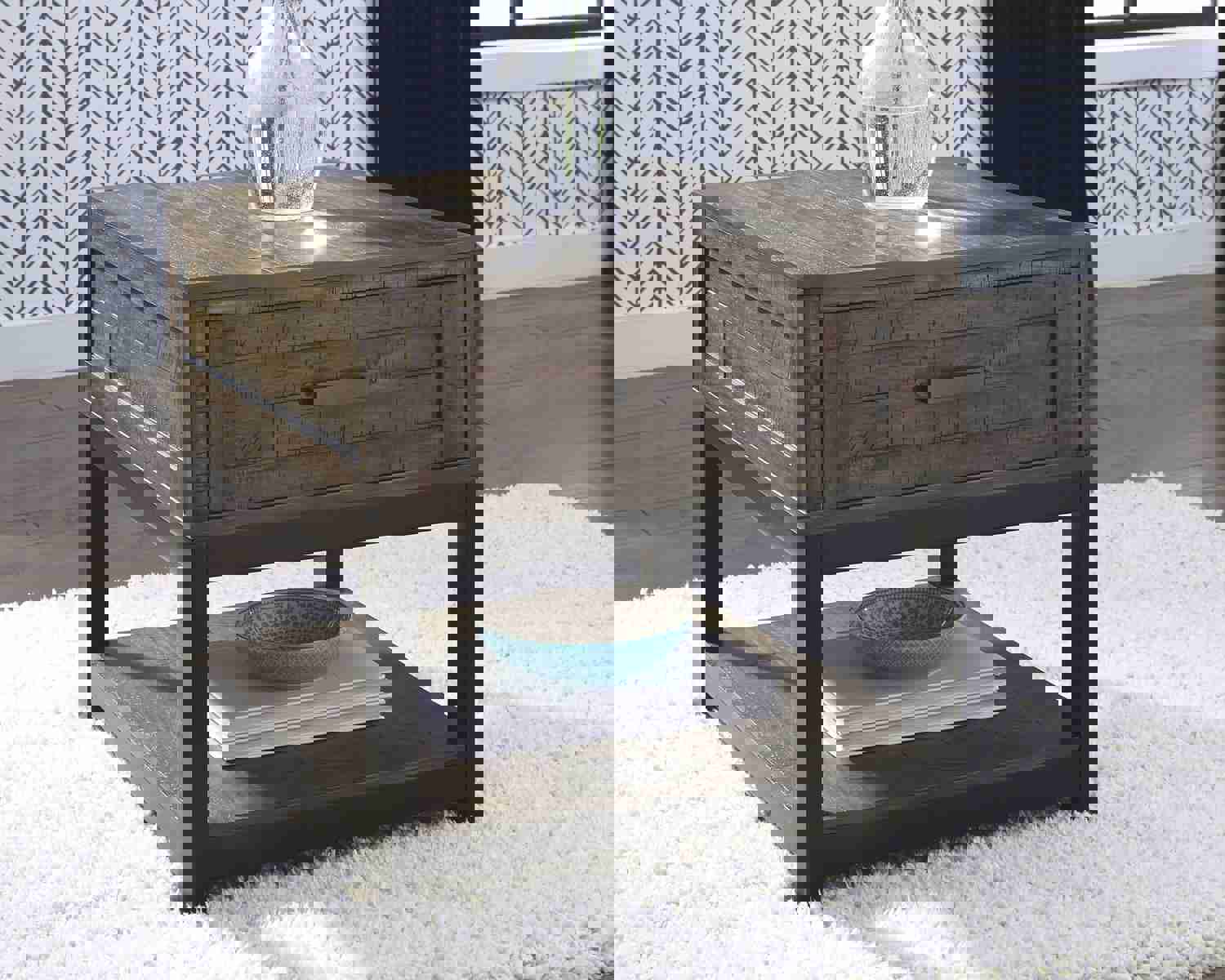 Johurst - Grayish Brown - Rectangular End Table