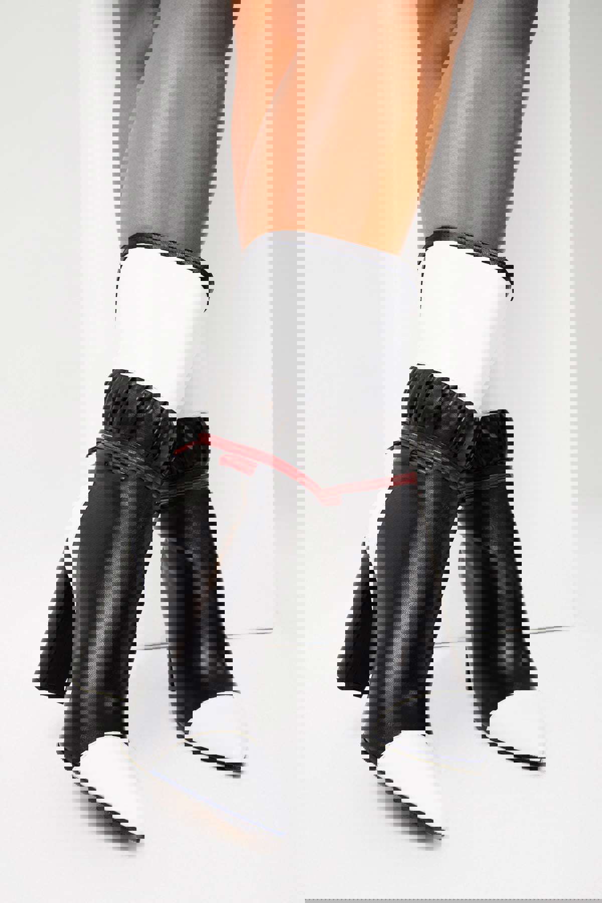 Lucca Black & White Leather Mid Calf High Heel Women Boot - Limited Edition