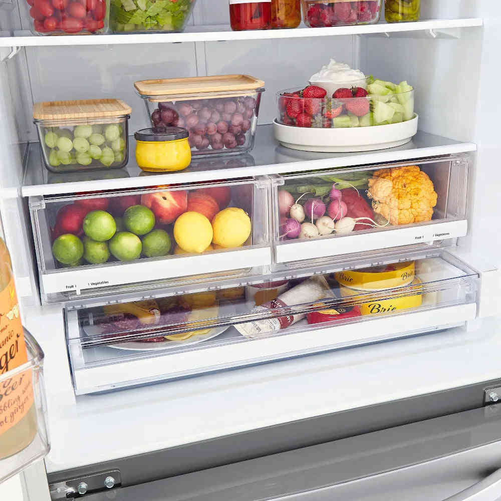 LG - 33 in. W 25 cu. ft. French Door Refrigerator with Ice Maker in PrintProof Stainless Steel