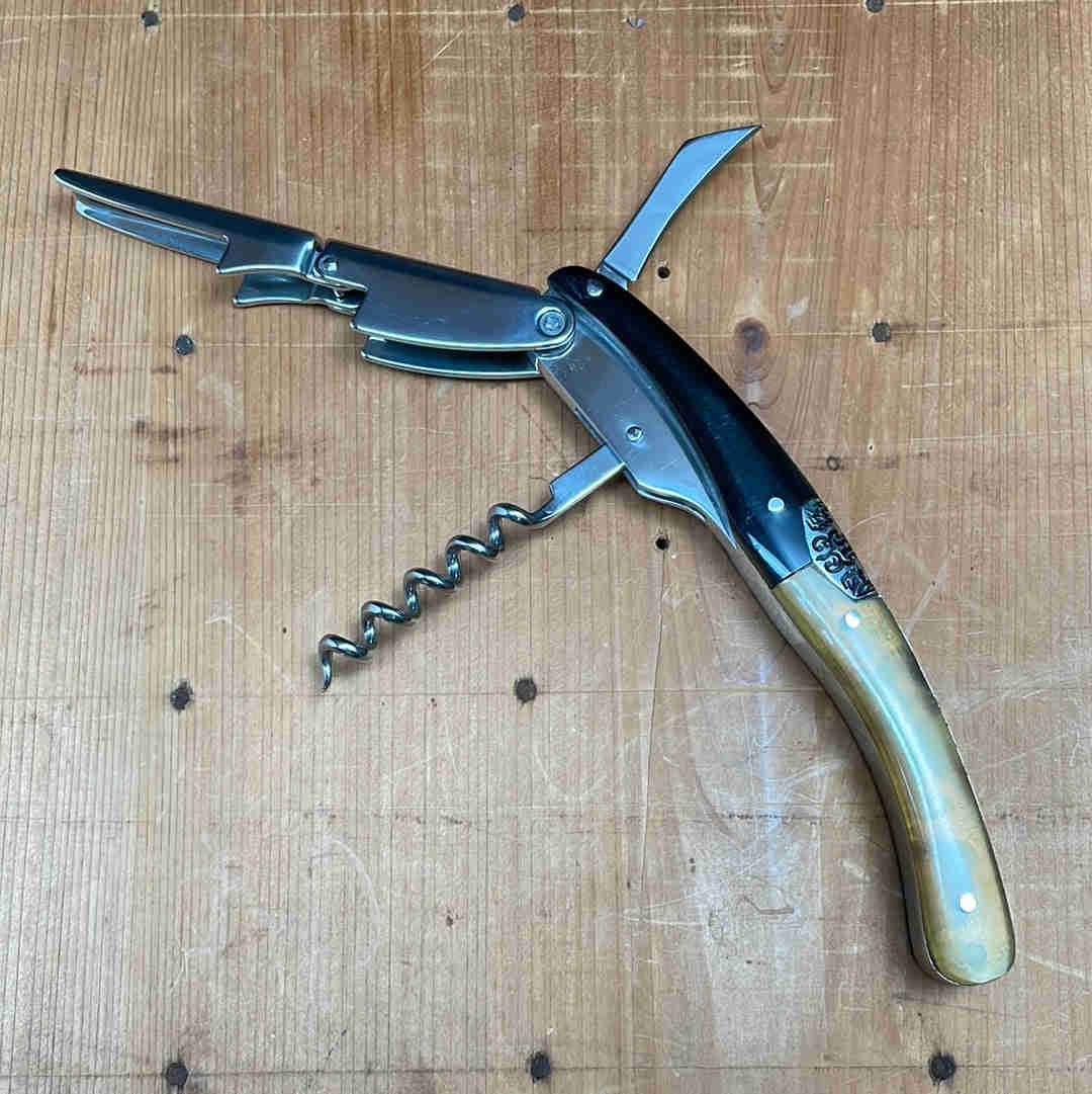 Italian Sommelier Corkscrew with Buffalo/Ram Handle - Premium Wine Bottle Opener