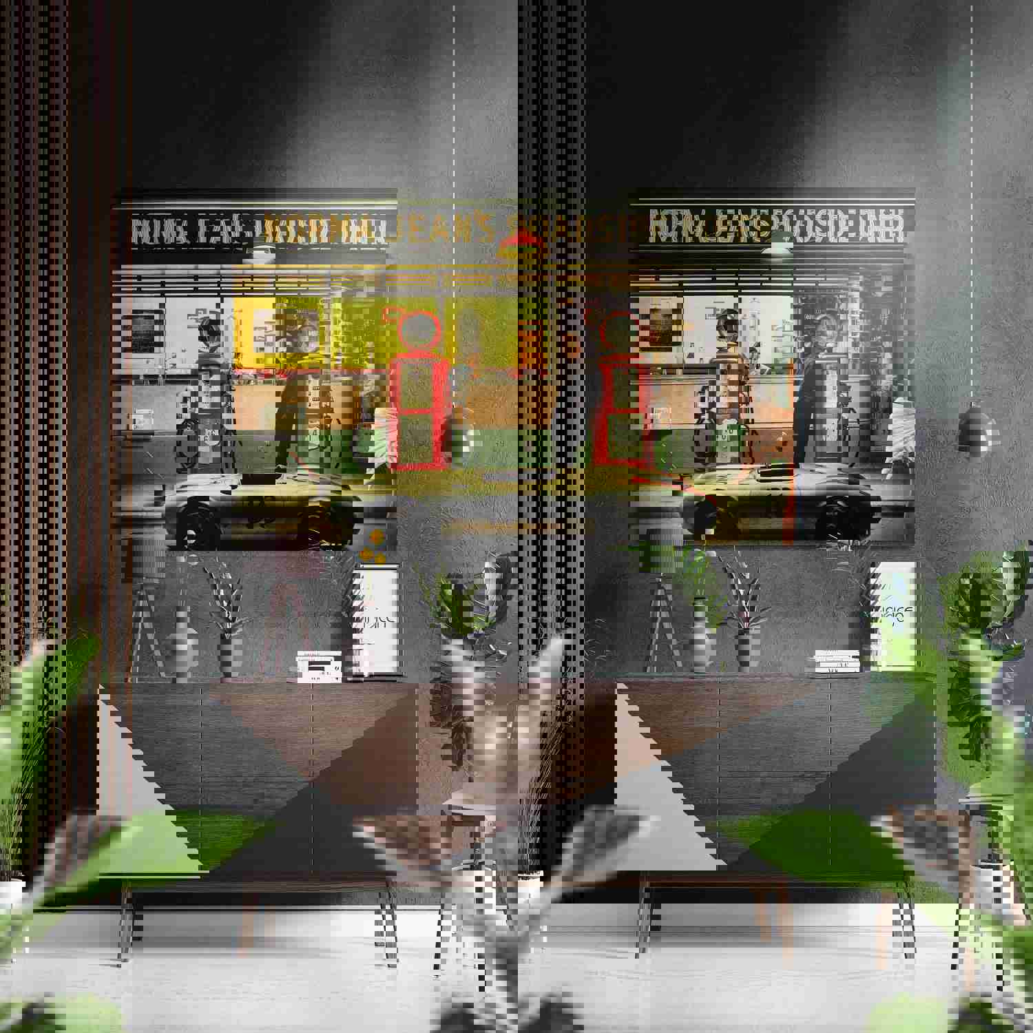 Retro Gas Station Brushed Aluminium Dibond Wall Art