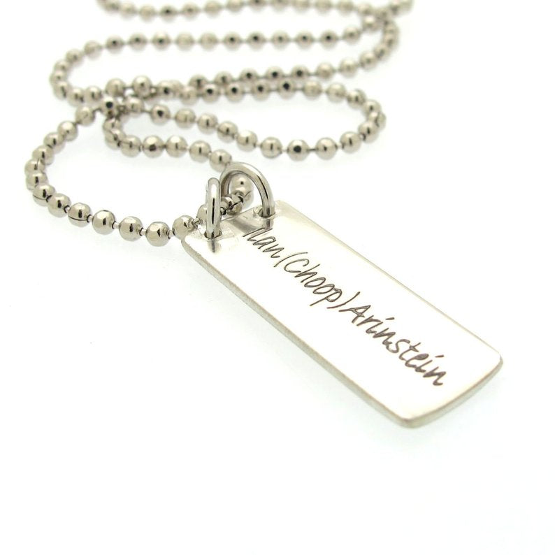 Personalized Sterling Silver Name Necklace for Men - Custom Engraved Gift