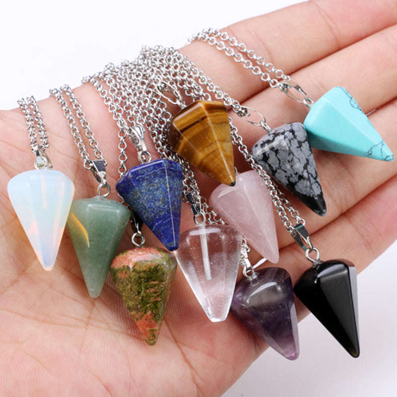 New Natural Stone Quartz Pendant Chain Necklace for Women - Vintage Fashion Jewelry