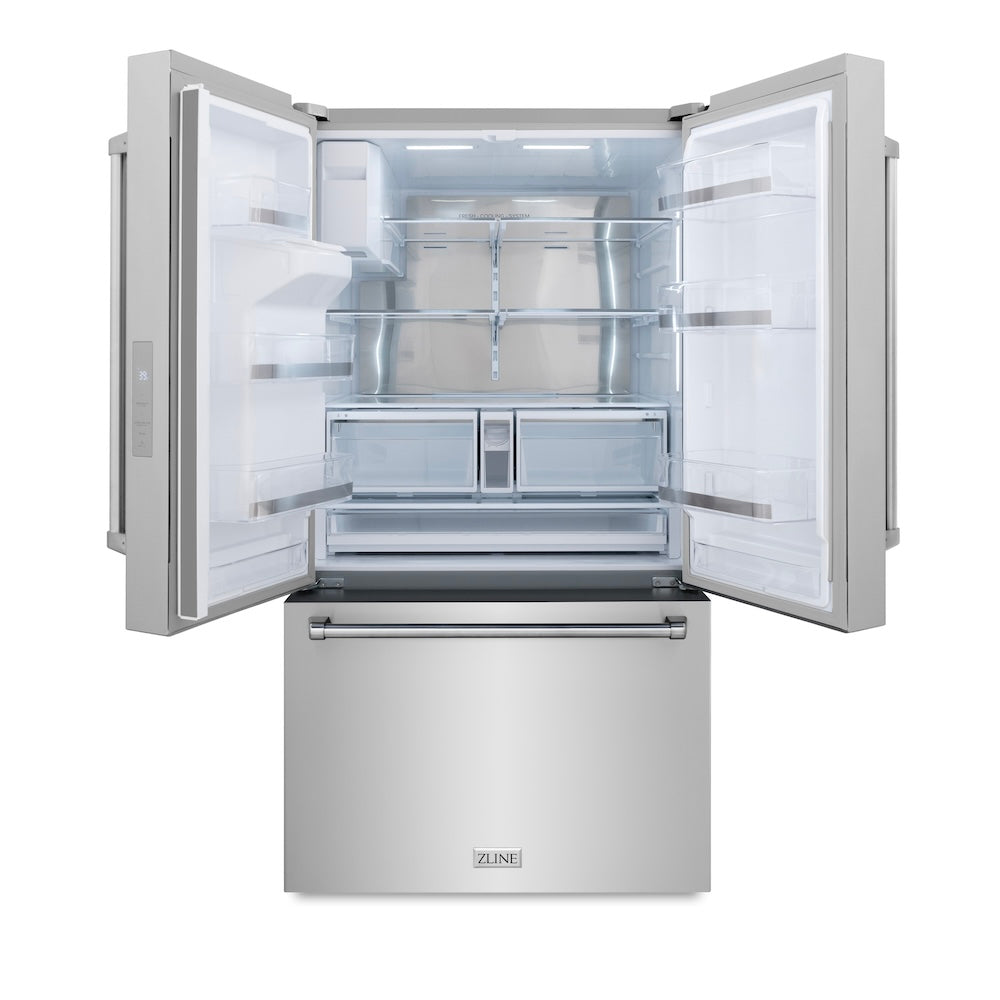 ZLINE 36 in. French Door Refrigerator with Dual Ice Maker and External Water Dispenser