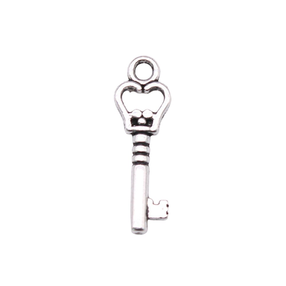 40pcs Antique Silver Zinc Alloy Key Charms for DIY Jewelry Making