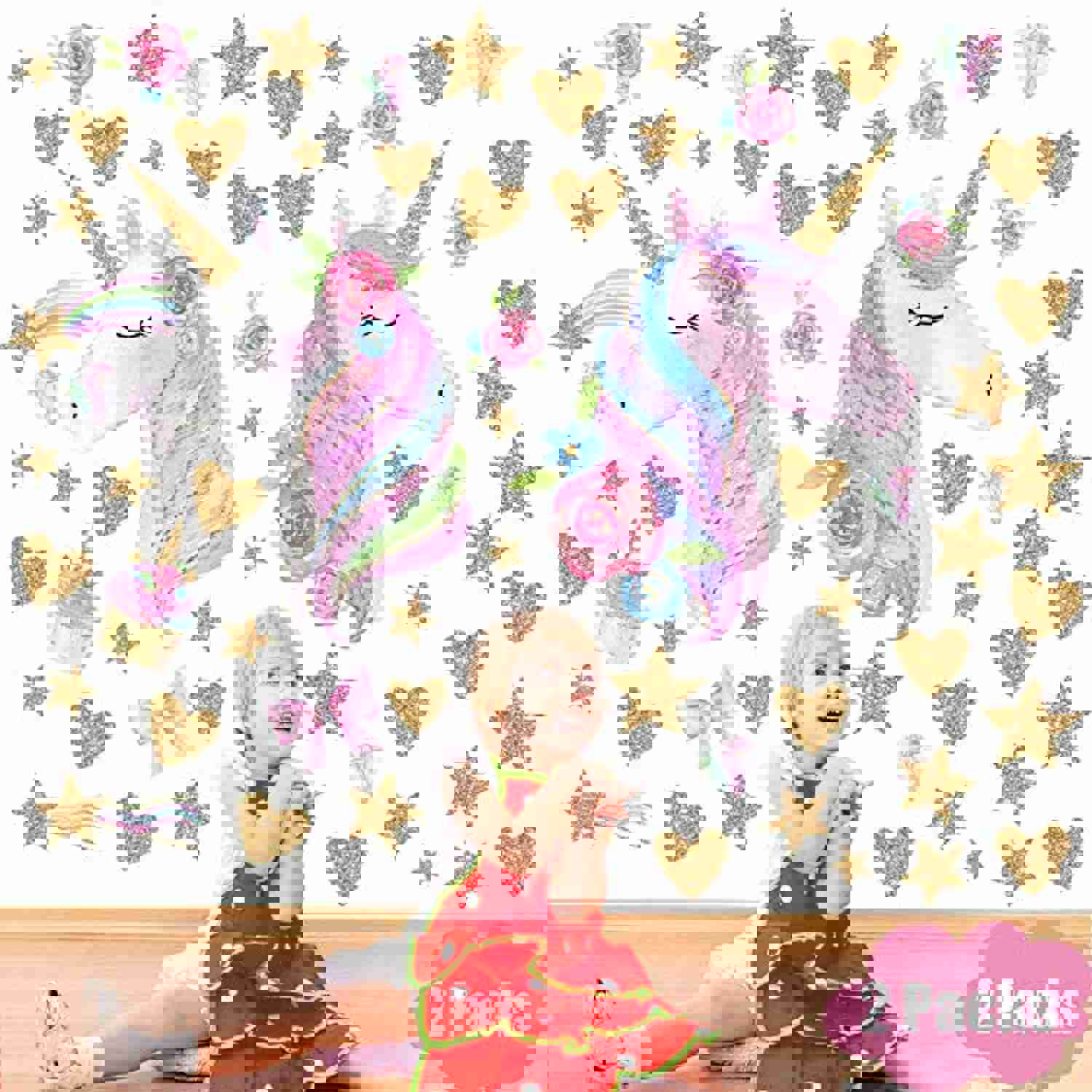 Leint Unicorn Wall Decal 2 Packs - Removable Vinyl Stickers for Kids Room Decor