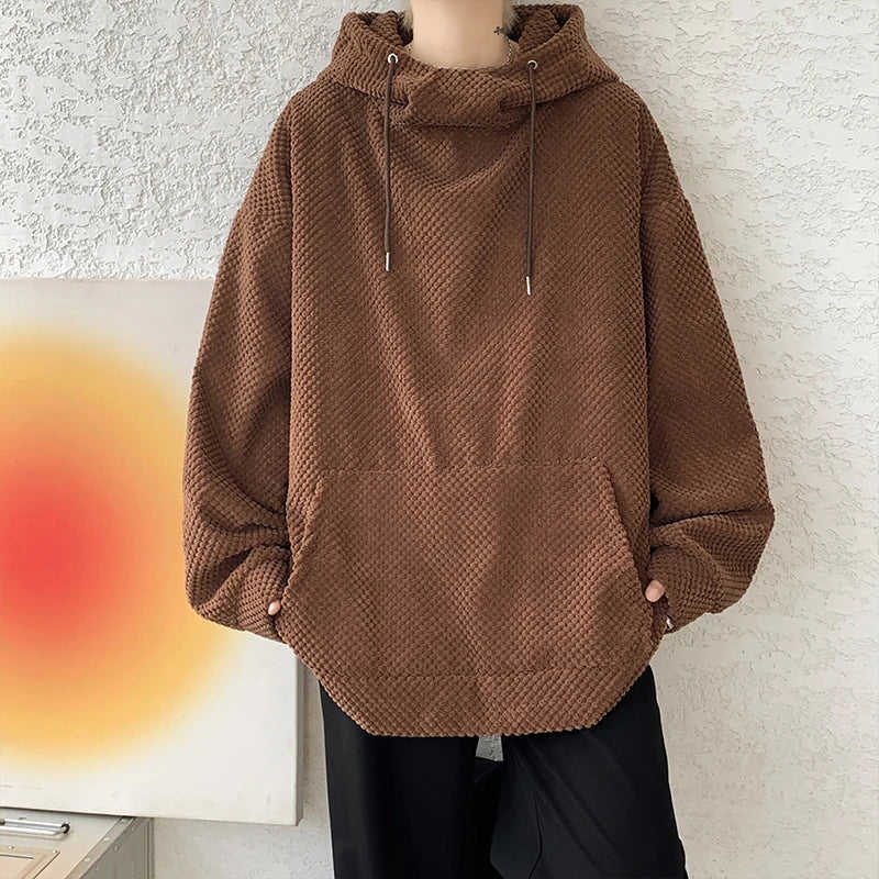 Nukty Harajuku Corduroy Hoodies Men High Quality Streetwear Loose Y2k Hip Hop Hooded Sweatshirts