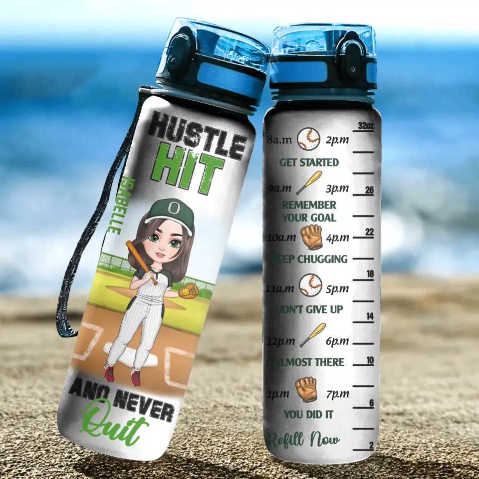 Personalized Custom Water Tracker Bottle - Motivational Gift for Baseball and Softball Lovers