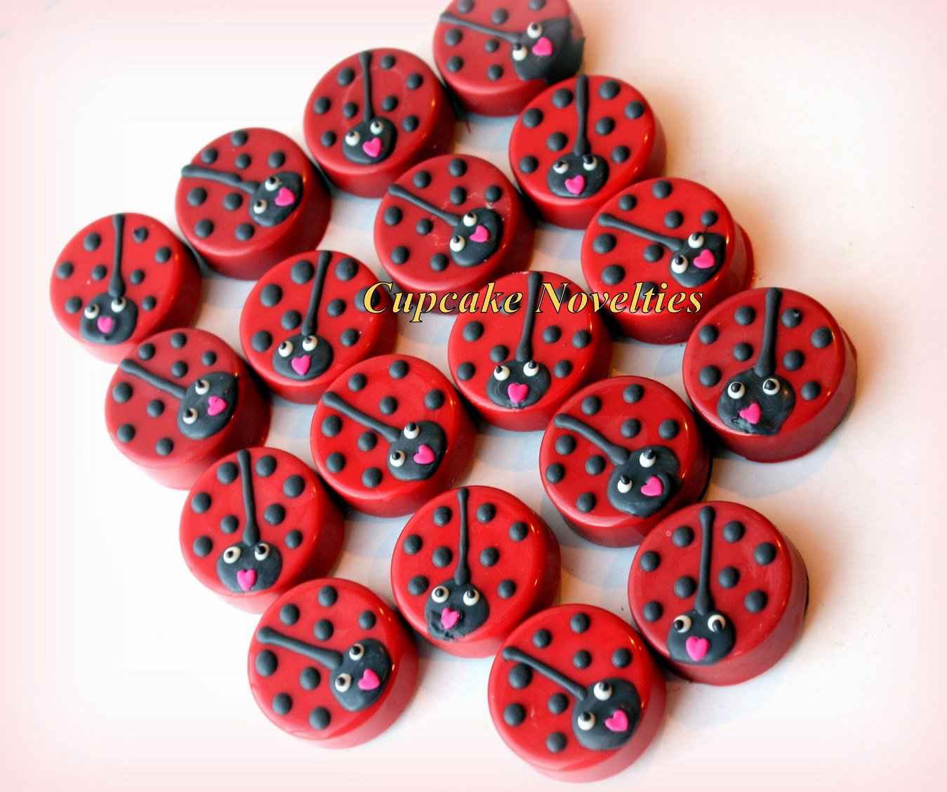 Custom Ladybug Themed Chocolate Oreo Cookies for Birthdays, Baby Showers & Valentine's Day