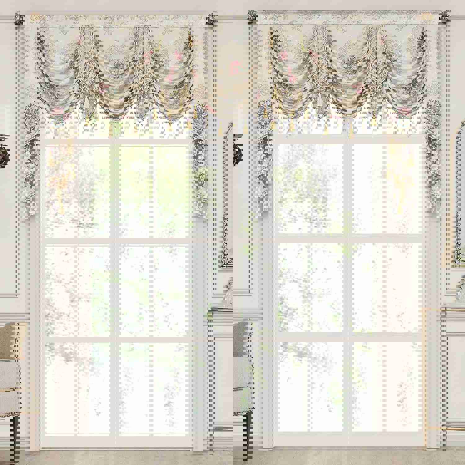 Carmel Swag Valance with Exquisite Floral Patterns