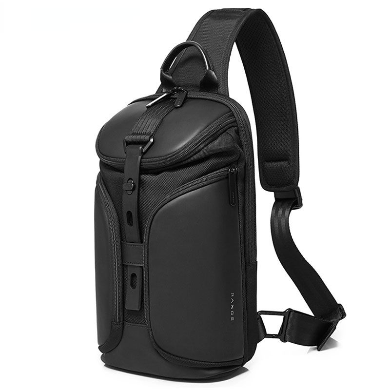 Leather Sling Crossbody Bag for Men & Women with USB Charging, Oxford Waterproof, Large Capacity