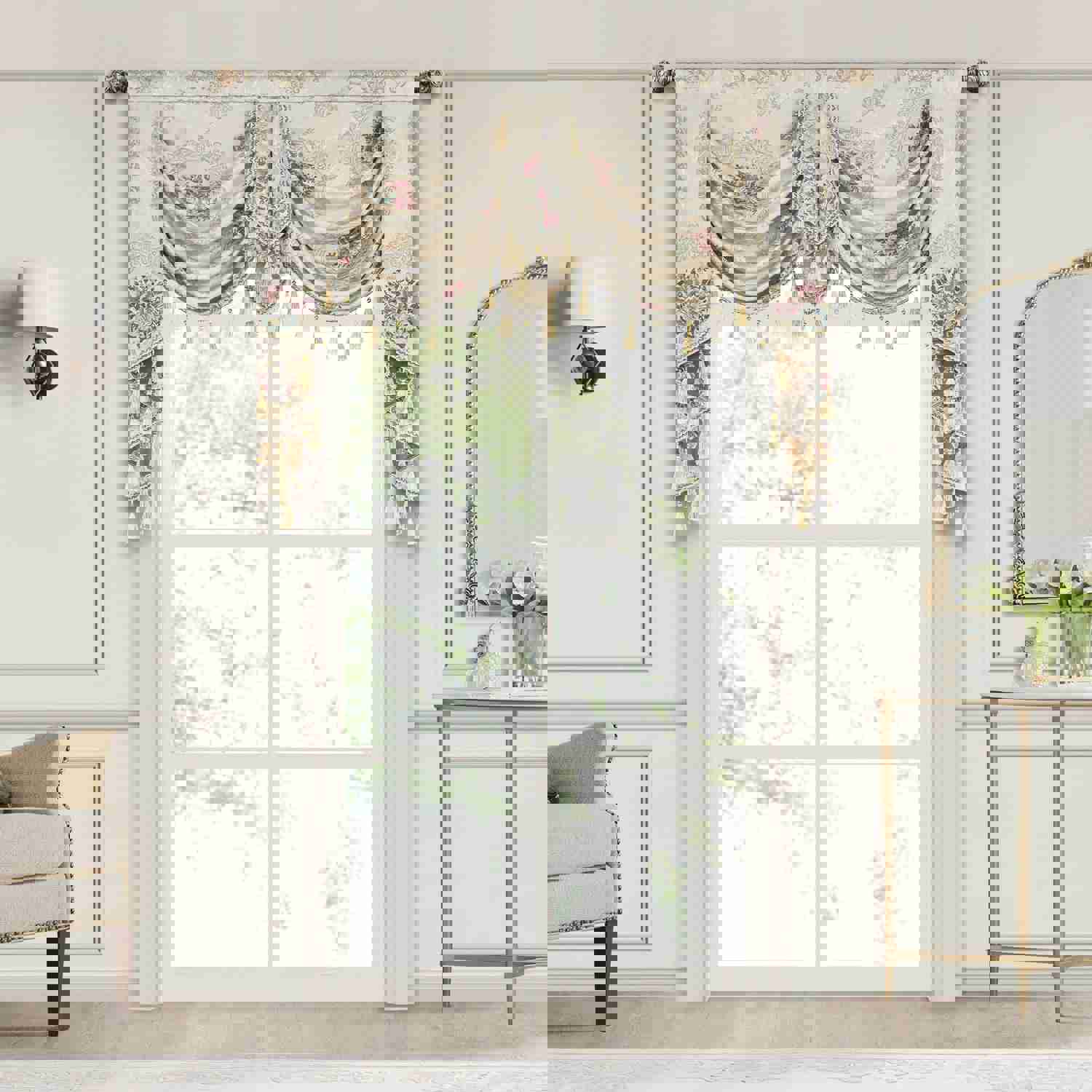 Carmel Swag Valance with Exquisite Floral Patterns
