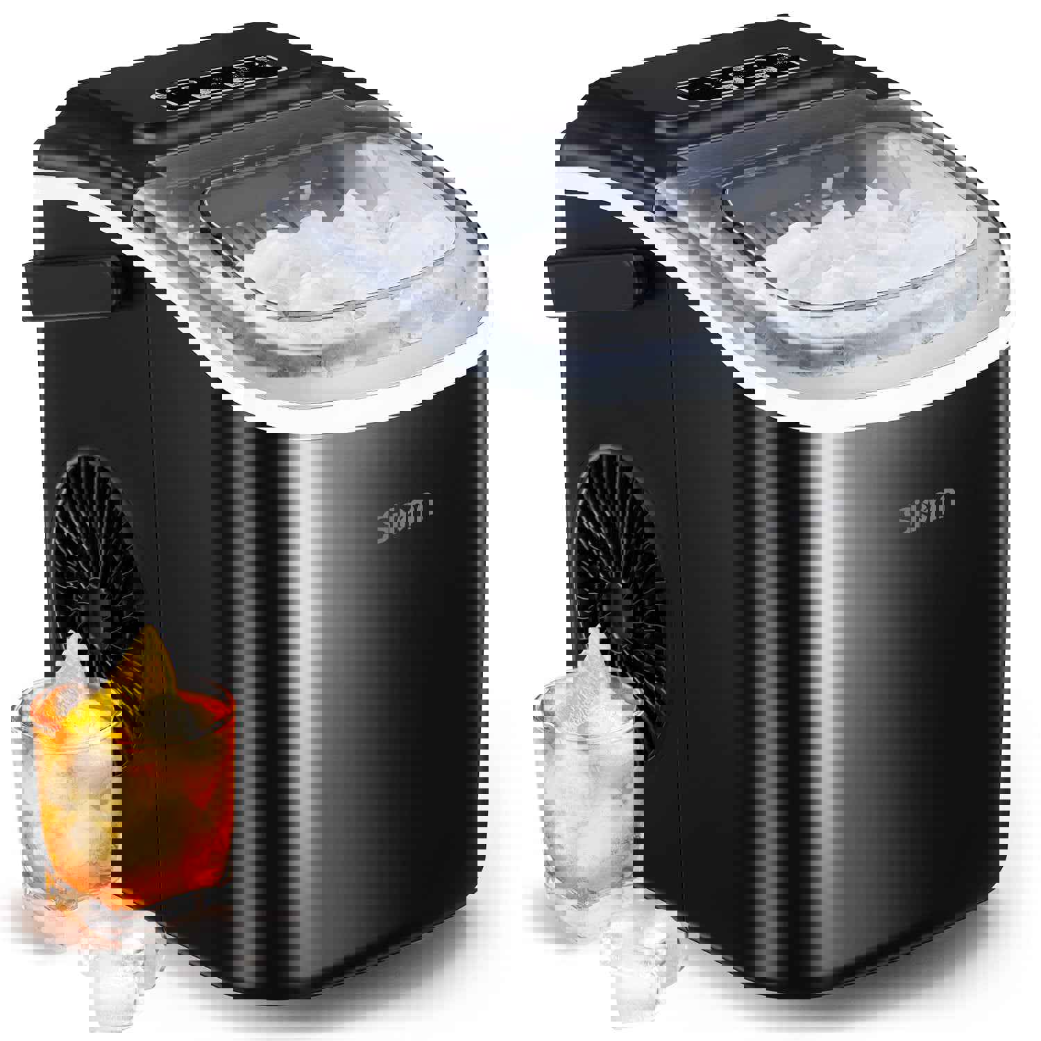 Countertop Ice Maker - 9 Cubes in 6 Mins, 26Lbs/24Hrs, Self-Cleaning with Ice Scoop & Basket, 2 Ice Sizes, Black