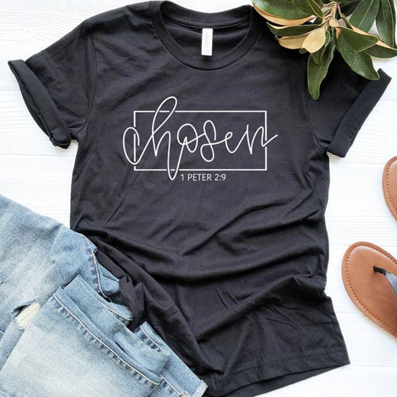 CHOSEN 1 Peter 2:9 Women's Fashion Premium Quality Christian Faith Based Burgundy Red T-Shirt