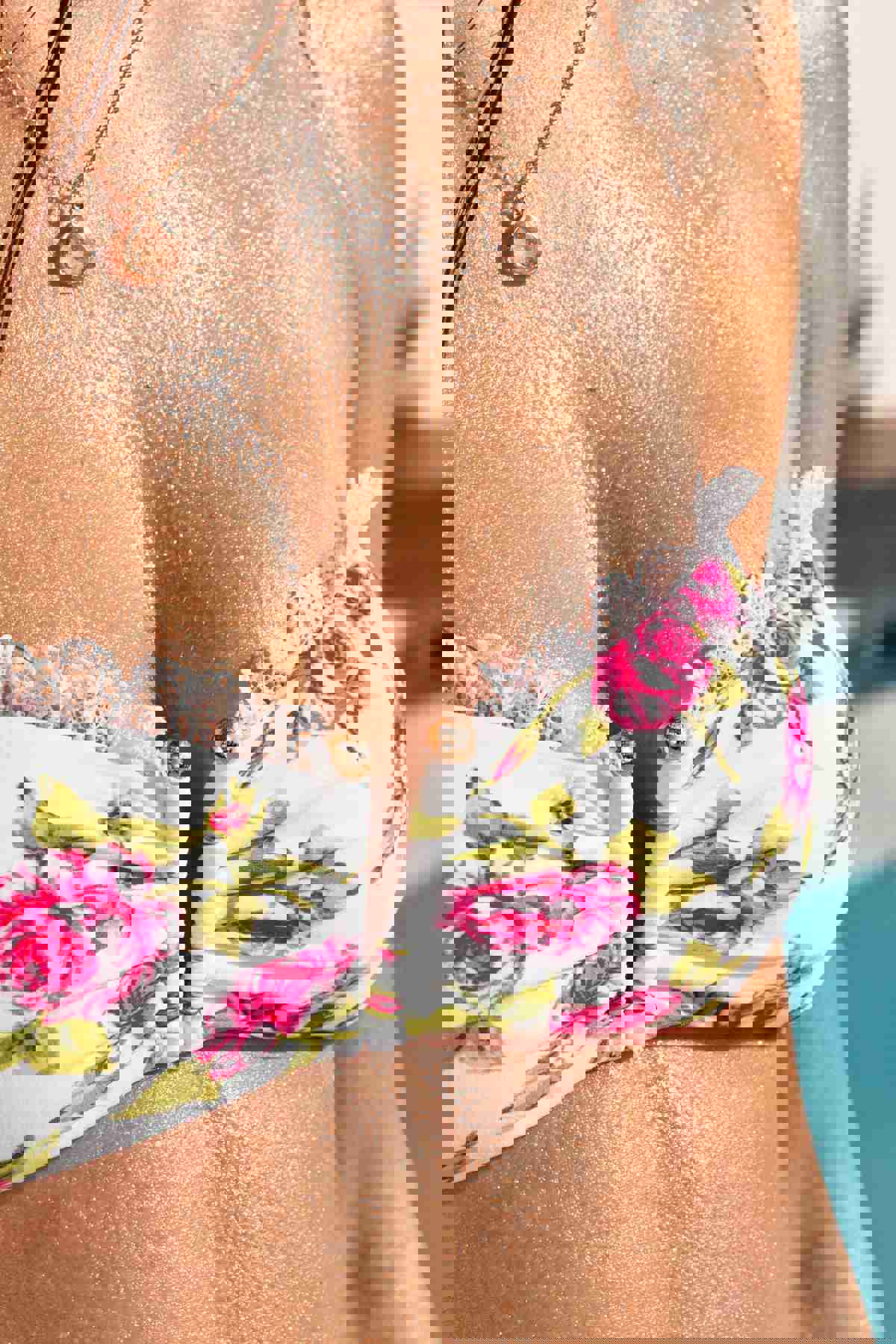 BLOOMIN BEAUTY - Gold V Ring Bandeau Top & High Leg Bottom • White
