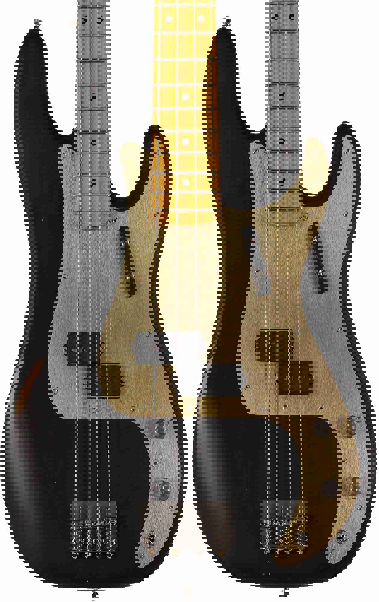 Nash PB-57 Bass Guitar - Black with Gold Anodized PG & Light Aging