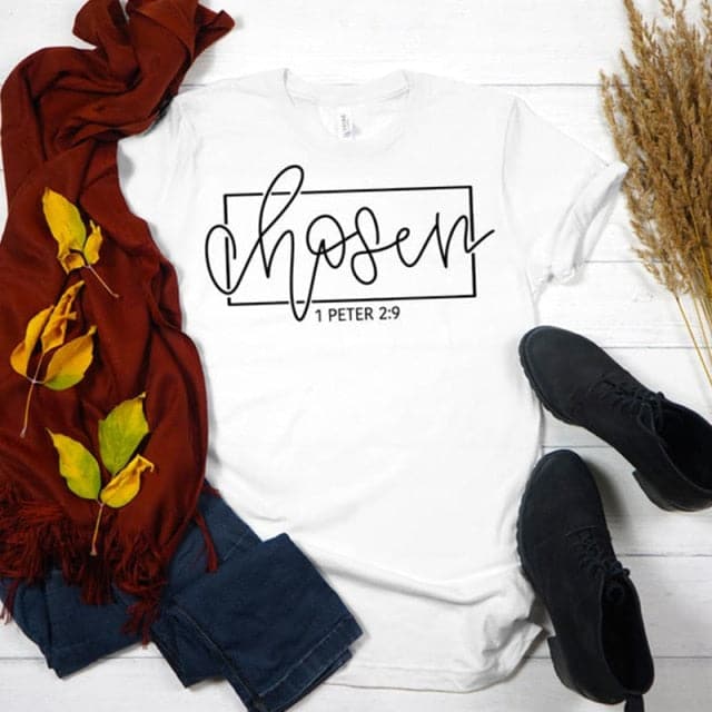 CHOSEN 1 Peter 2:9 Women's Fashion Premium Quality Christian Faith Based Burgundy Red T-Shirt
