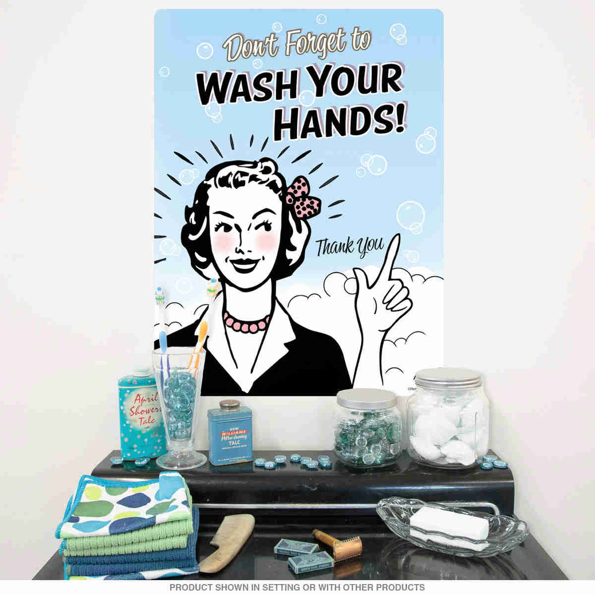 Dont Forget Wash Your Hands Wall Decal - Vintage Style Removable Sticker