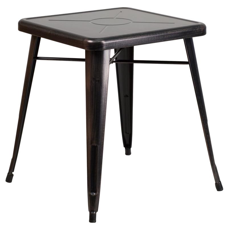 CH-31330-29 Flash Furniture Prince Commercial Grade 23.75 Square Black-Antique Gold Metal Indoor-Outdoor Table