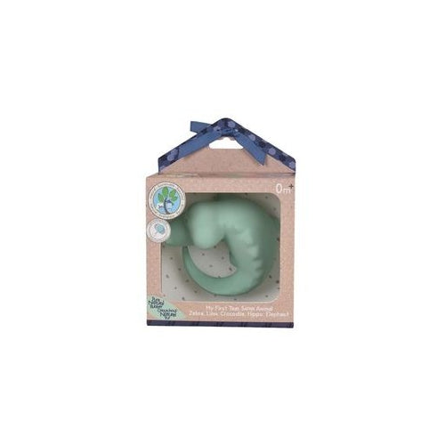 Tikiri Toys Crocodile Natural Rubber Teether - Rattle and Bath Toy